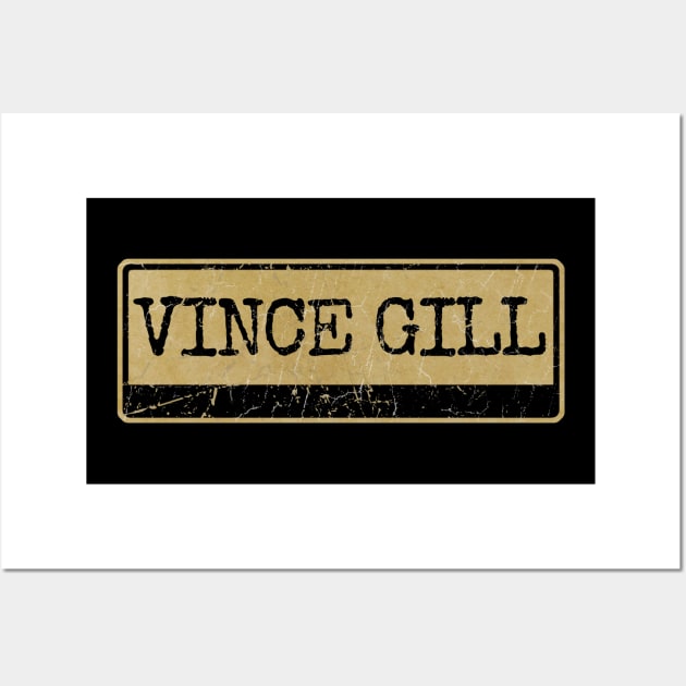 Aliska, text black retro - Vince Gill Wall Art by Aliska